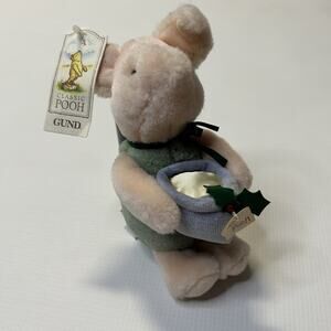 Gund Classic Pooh 6" Plush Piglet with Christmas Honey Pot